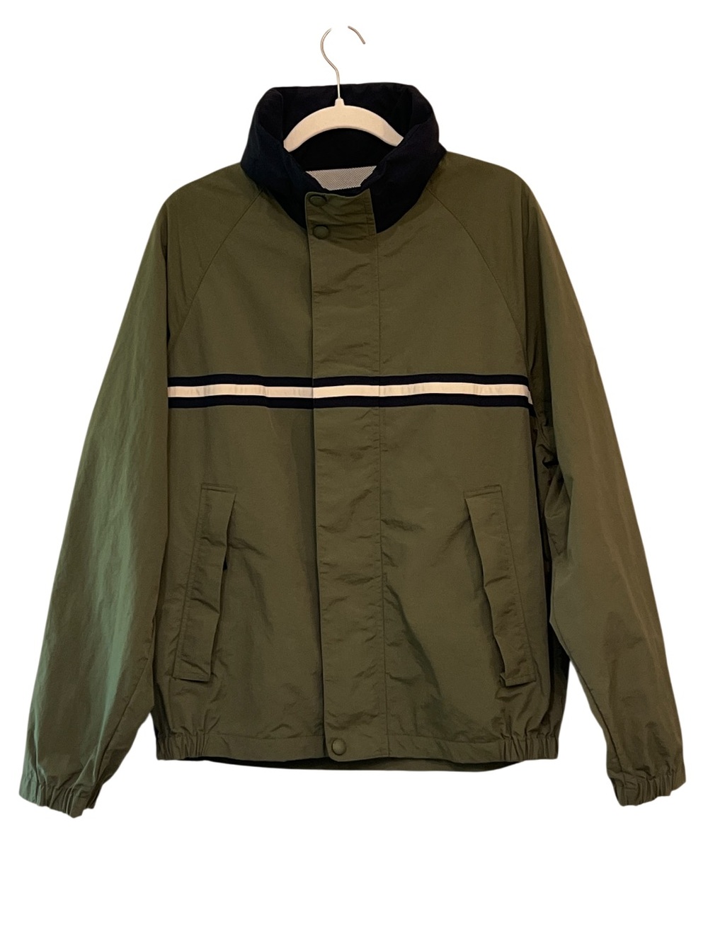 Nautica Men’s NS-83 Hooded Sailing Windbreaker Olive Green Nylon L